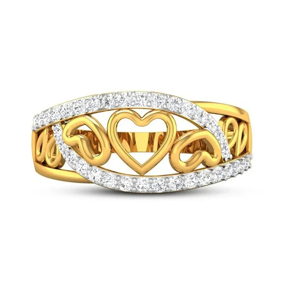 🔥 Lovely Double Layer Sweet Zircon Heart Rings for Women, EVGG1305 - Picture 4 of 7